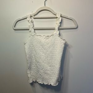 White ruffled tank top